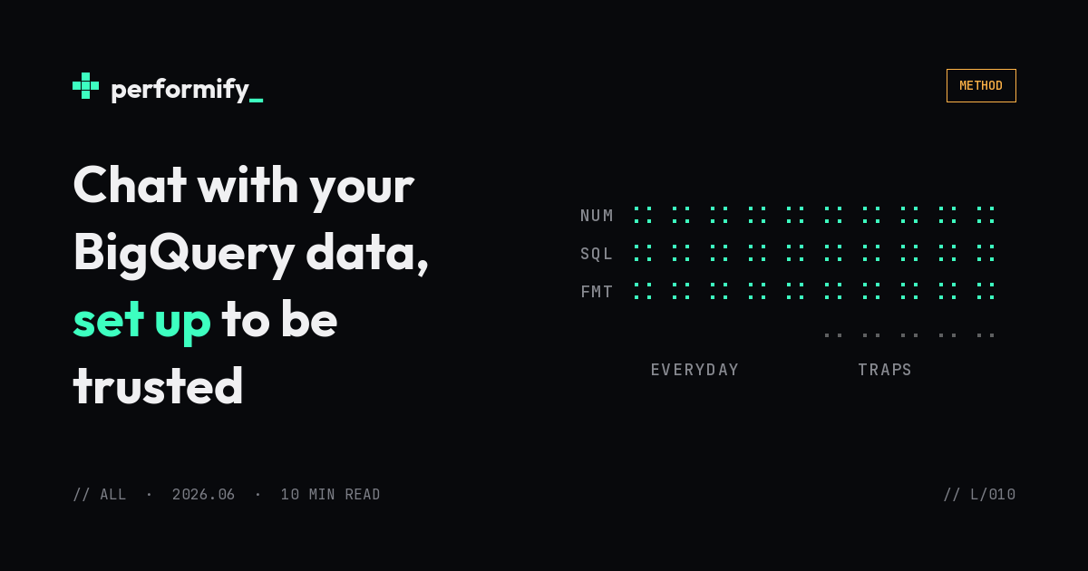 BigQuery Conversational Analytics setup · Performify Labs
